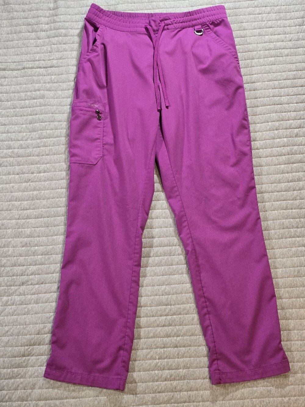 Healing Hands Womens Purple Cargo Scrub Pants Size L Elastic Waist Drawstring